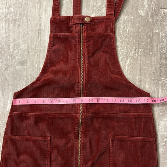 Burgundy Wide Wale Corduroy Overall Mini Dress, Size Medium - Picture 9 of 9